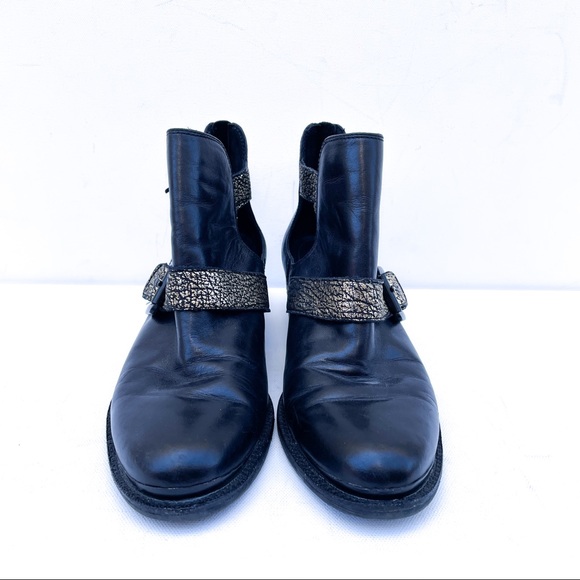 Elliot Lucca Raffaela Gold Black Leather Ankle Boots - Picture 2 of 6